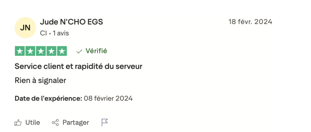 Avis client Safaricloud - Hébergement web en côte d'ivoire